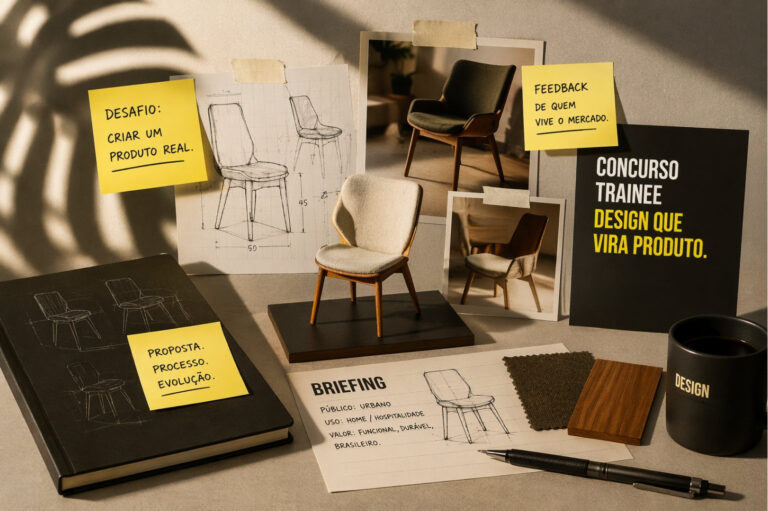 Materiais do concurso trainee: briefing, esboços e protótipo